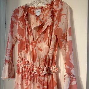 Misa Los Angeles Coral Floral Long Sleeve Dress